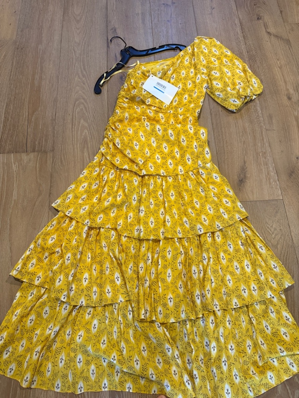 Veronica Beard Yellow Floral One-Shoulder Maxi Dress - Picture 7 of 8